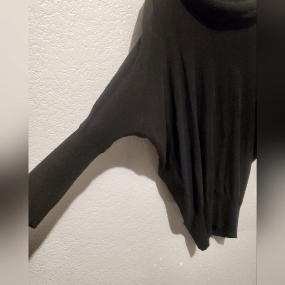 Anthropologie Between Me & You Black Cowl Neck Wool Blend Batwinged Knit Sweater - Picture 3 of 5